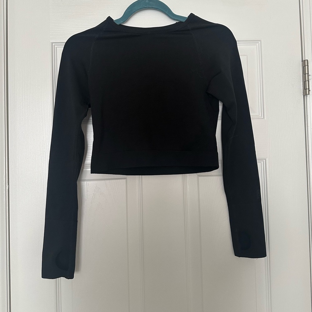 Victoria's Secret PINK Seamless Black Crop Top- Long sleeve NWOT
